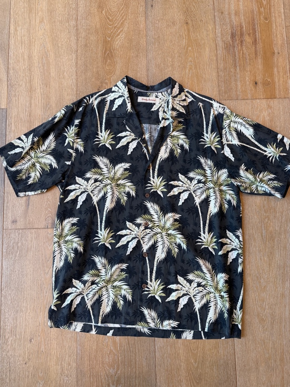 Tommy Bahama Black Palm Tree Short Sleeve Button-Down Shirt